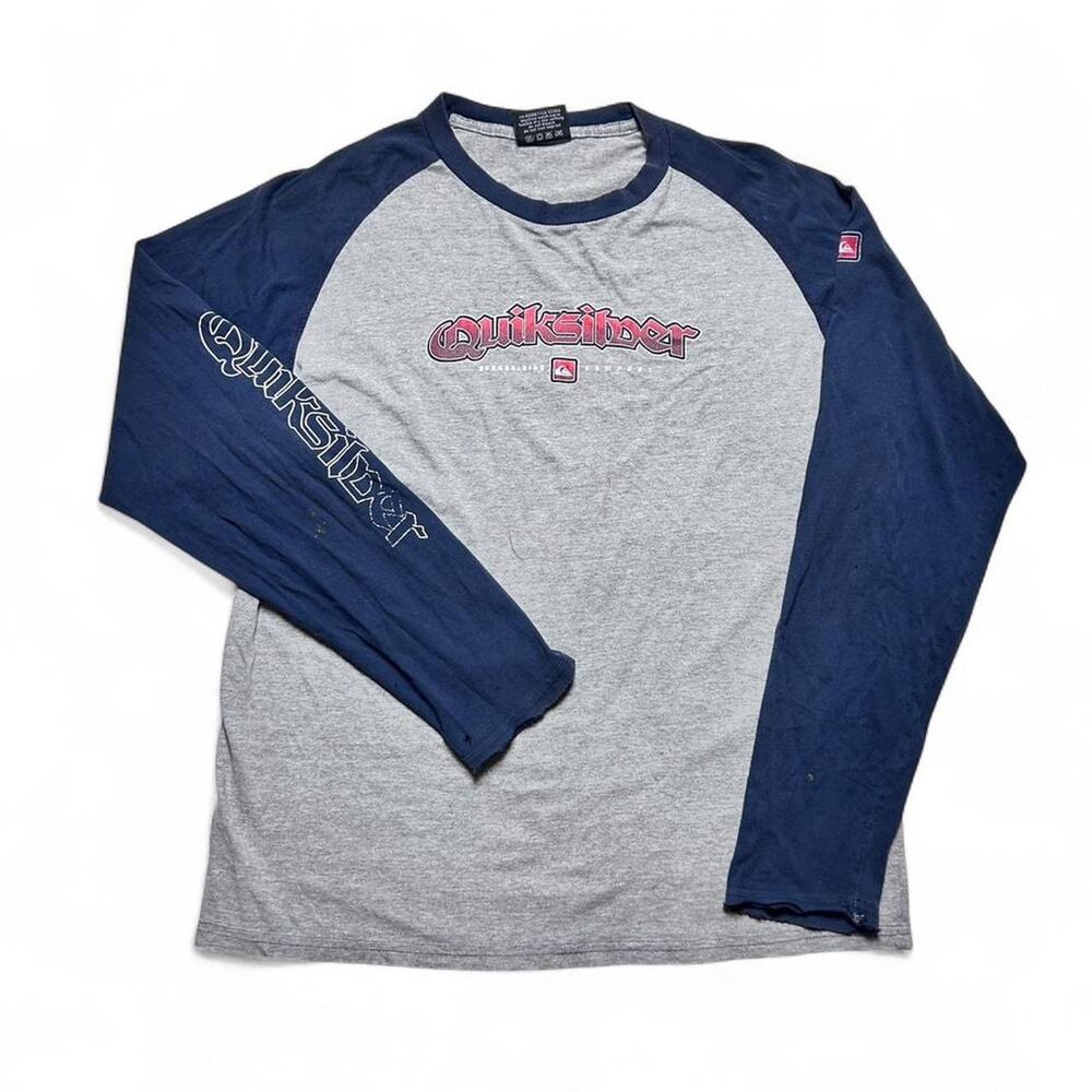 Quiksilver 90s Vintage USA made Long Sleeve Raglan T-Shirt Surf Skate Tee Large